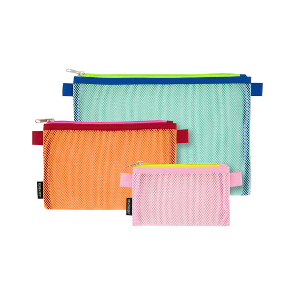 Cosmetic Bag Set of 3 . MESH ALICE