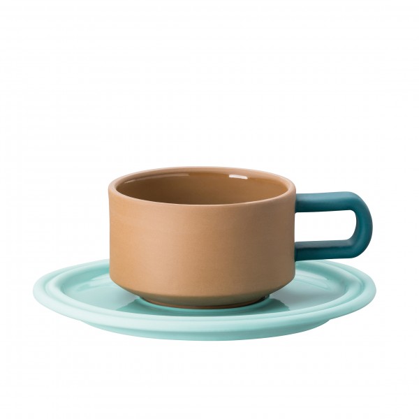 Tea Mug with Saucer . TONGUE PEACOCK