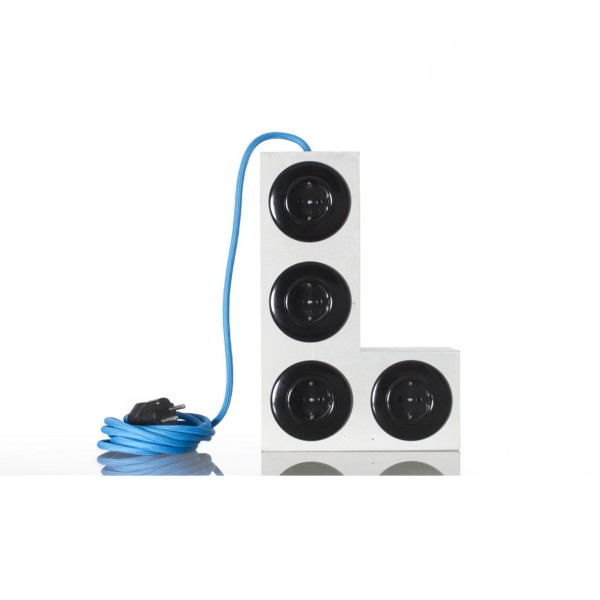 Steckdose . TETRIPLUG L . KATUH STUDIO . blau schwarz